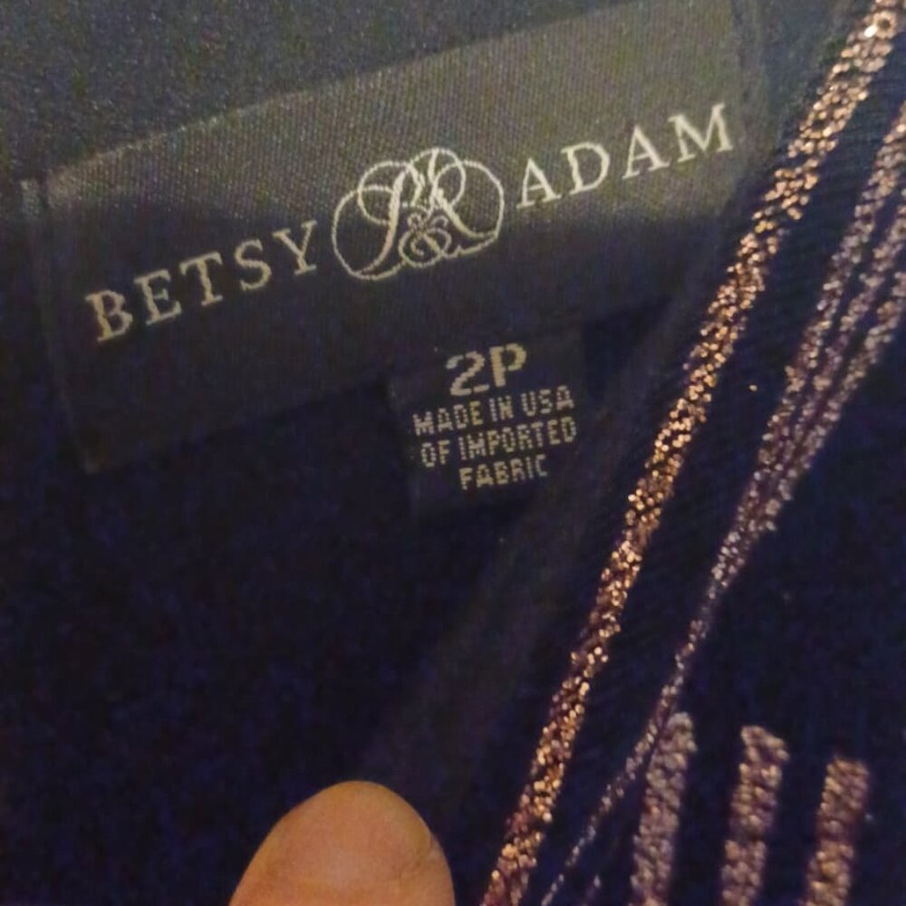 Betsy & Adam Size P2 Black and Gold Wedding Party Dress - Picture 2 of 12